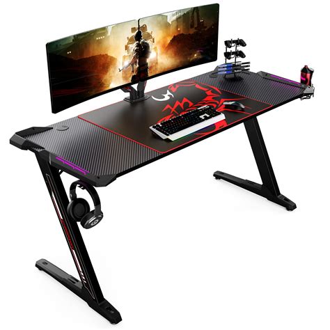 Eureka Ergonomic Gaming Desk Z60 Computer Gaming Desk With Rgb Lighting