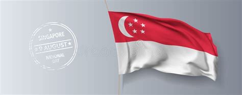 Singapore Happy National Day Greeting Card Banner With Template Text