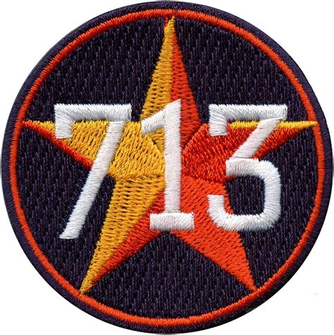Houston 713 Orange Star Patch Texas Logo Embroidered Iron
