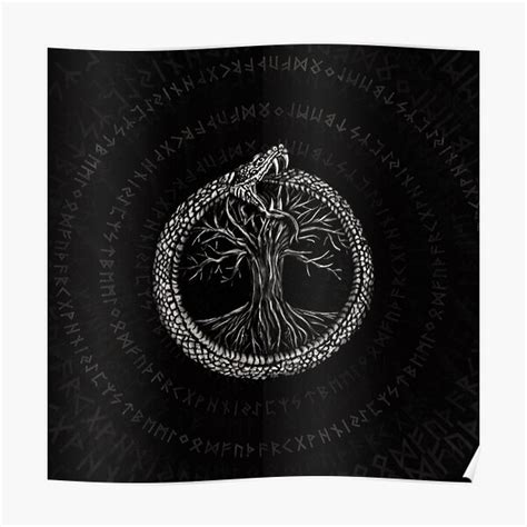 Ouroboros With Tree Of Life Poster For Sale By Nartissima Redbubble
