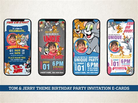 tom and jerry theme birthday party invitation e cards by shekhar jain on dribbble