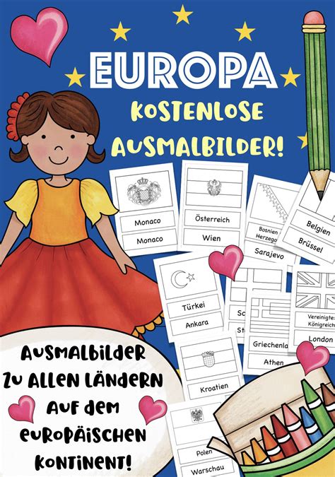 Arbeitsblätter flaggen europa zum ausdrucken kostenlos. KOSTENLOS Flashkarten zum Ausmalen: EUROPA (Länder Europas ...