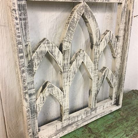 30x17 Cathedral Style Wooden Arch Wall Decor Window Art Zig Etsy