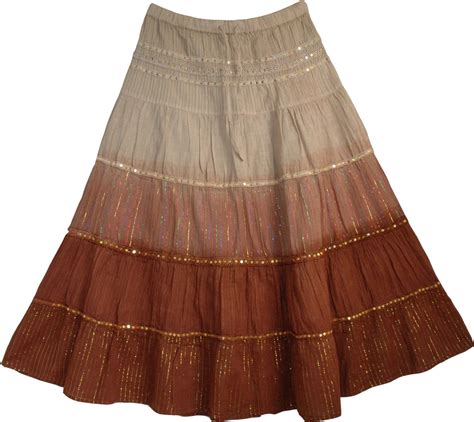 Brown Shaded Sequin Long Skirt Sequin Skirts
