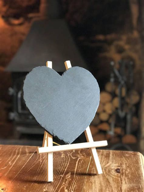 High Quality Natural Slate Heart Chalkboard And Easel Lovingly Handcrafted In Cornwall By The