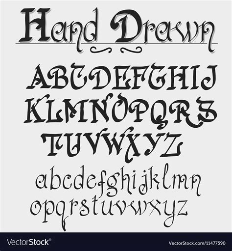 Vintage Alphabet Hand Drawn Font Royalty Free Vector Image