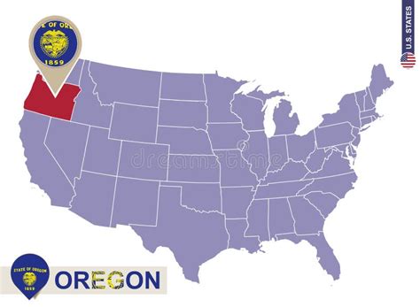 Oregon State On Usa Map Oregon Flag And Map Stock Vector