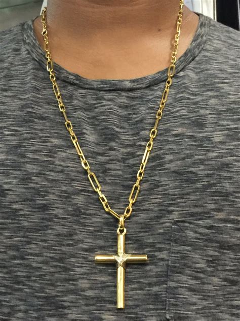 Corrente de ourocorrente de ouro. Corrente Em Ouro Com Pingente Cruz Ouro 18k-750 - R$ 14 ...