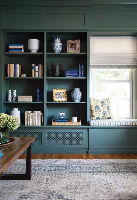 Green Den Built Ins With Bench Traditional Denlibraryoffice