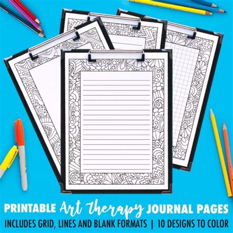 Printable Coloring Journal Pages Art Therapy Series A 10 Pack