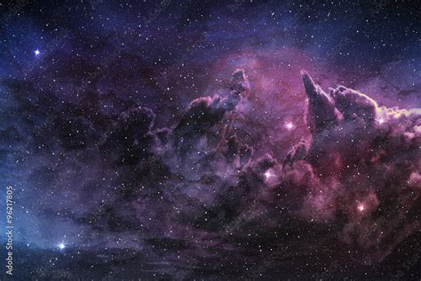 Purple Nebula And Cosmic Dust In Star Field Stock Illustration Adobe