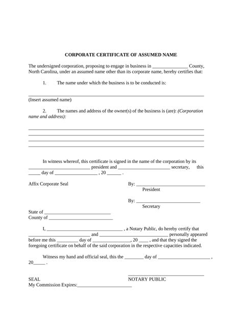 Assumed Name Doc Template Pdffiller