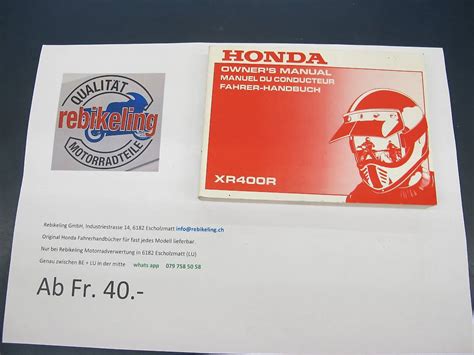 Honda XR400R 1995 Fahrerhandbuch Deutsch F GB LtReb Im Kanton Luzern Tutti Ch