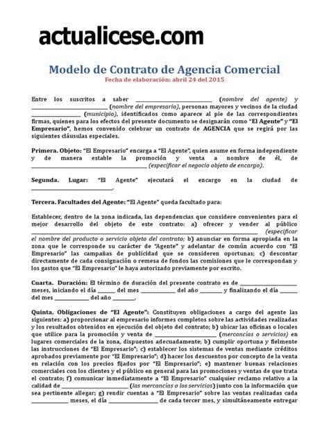 Modelo Contrato De Agencia Comercial Economias Gobierno Prueba