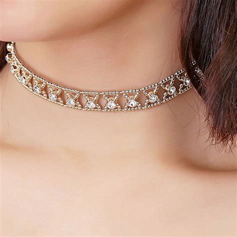 Aliexpress Com Buy Shiny Jewelry Fashion Women Crystal Choker Chic Retro Chain Unique Choker