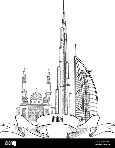 Travel Uae Symbol Dubai City Label Stock Vector Art And Illustration