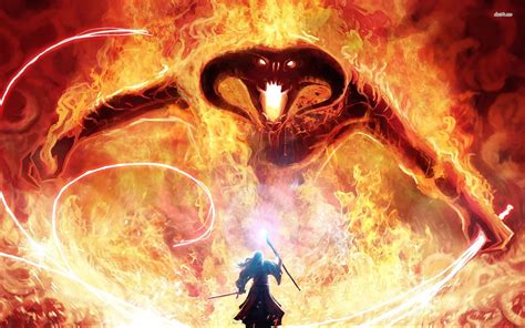 Gandalf fighting balrog the demon of the ancient world is my favorite part of the lord of the gandalf says this force is beyond any of you. Gandalf Wallpapers - Top Free Gandalf Backgrounds - WallpaperAccess