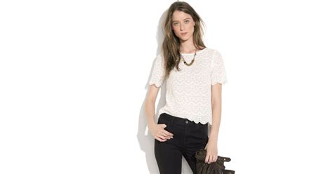 Madewell Scallop Lace Top In White Lyst