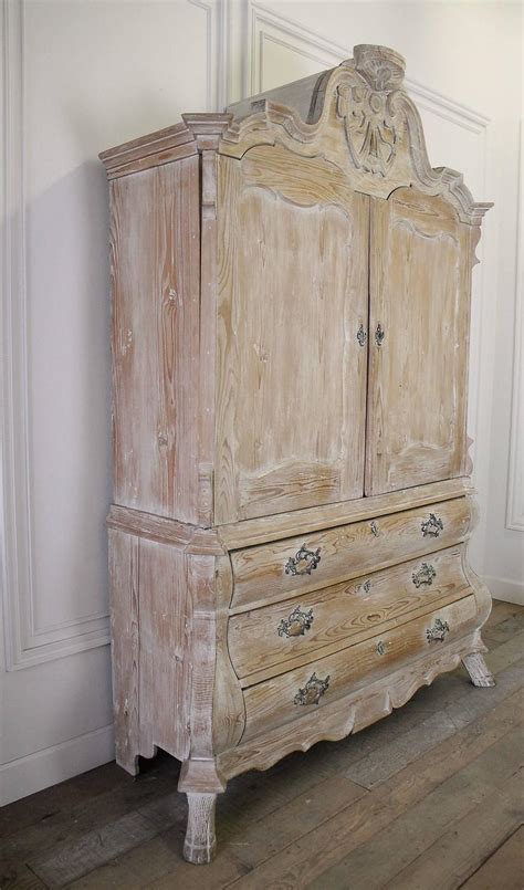 Antique Dutch White Wash Pine Linen Press Cabinet For Sale At 1stdibs