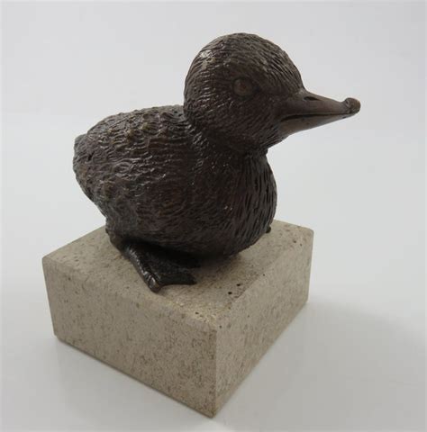 Vintage Bronze Enten Figur Auf Marmor Sockel Koschalka Schmuck