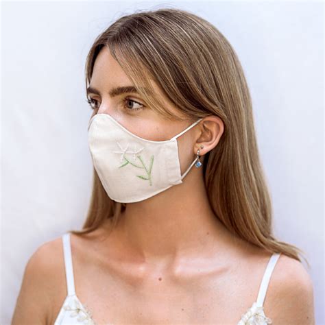 Embroiderd Tulle Adjustable Face Mask With Filter Blue Eleven Intimates