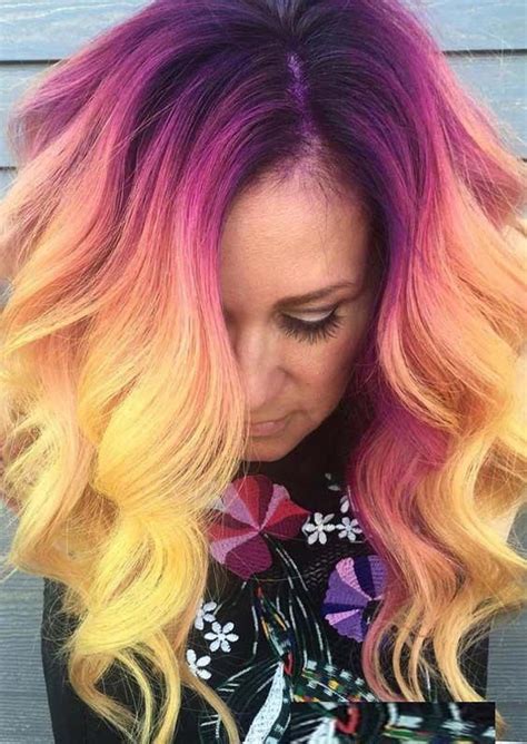 Saturated Yellow Hair Colors With Purple Roots In 2019 Stylesmod
