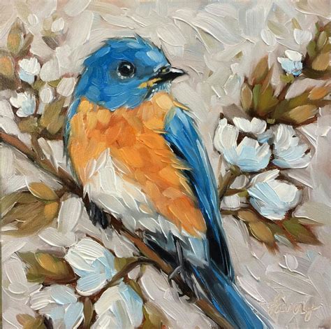Acrylic Art And Collectibles Blue Bird Canvas Acrylic Paintingmountain