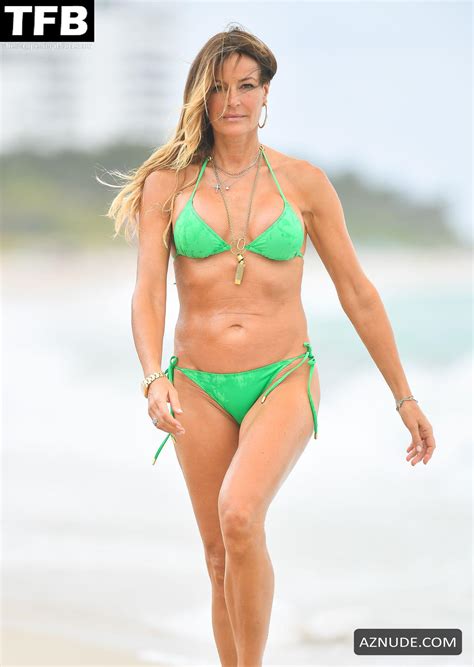 Kelly Bensimon Sexy Seen Flaunting Her Hot Figure In A Green Bikini At A Beach In Miami Aznude