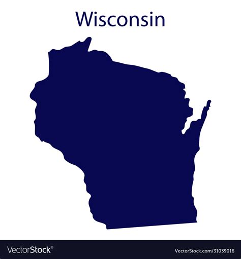 United States Wisconsin Dark Blue Silhouette Vector Image