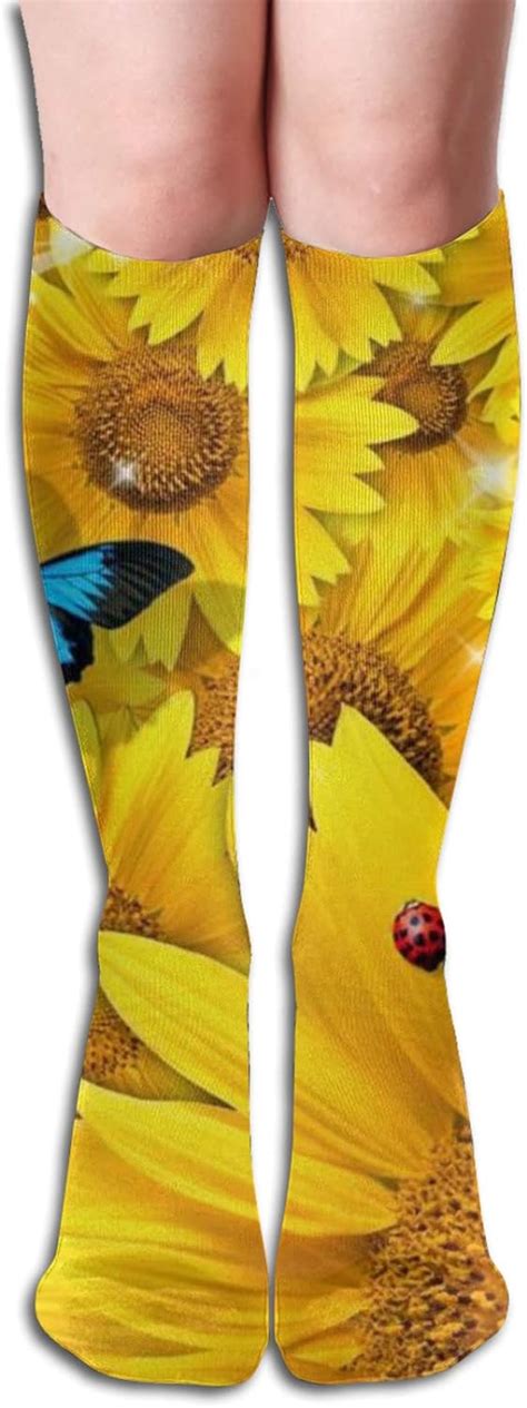Sunflower Butterfly Unisex Stockings Compression Socks Men Women Below Knee High