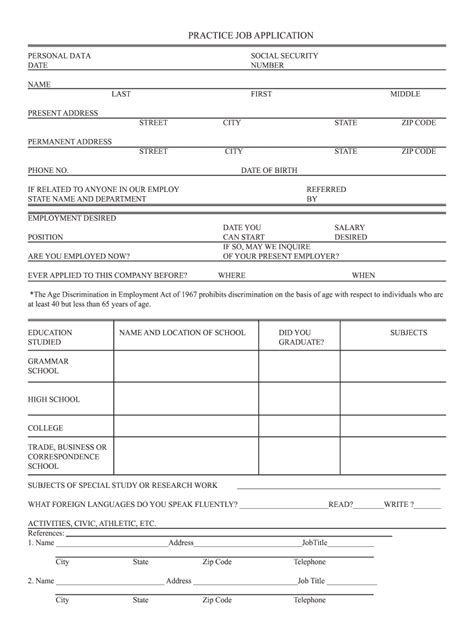 Blank Job Applications For Students