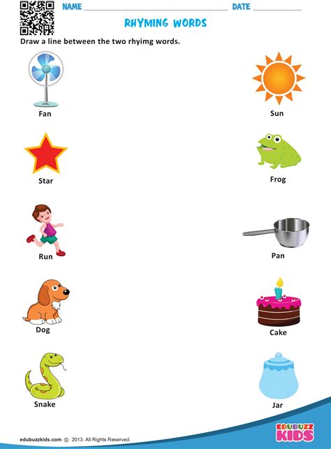 Kinder Rhyming Worksheet