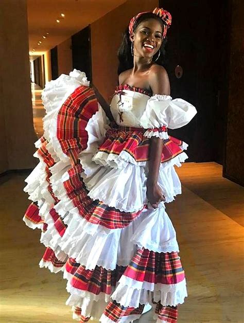 Jamaica Woman In Jamaica’s Traditional Costume Caribbean Fashion Caribbean Outfits