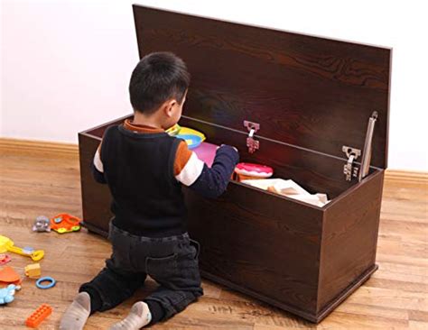 Basicwise Wooden Storage Organizing Toy Box Brown Qi003458b — Wood