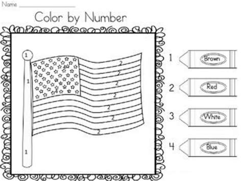 Memorial Day With American Flag Color By Number Download Print Now