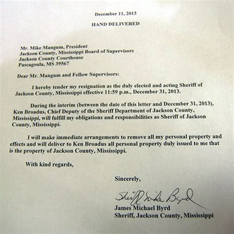 Its Official Sheriff Mike Byrd Resigns Effective Dec 31 Read His
