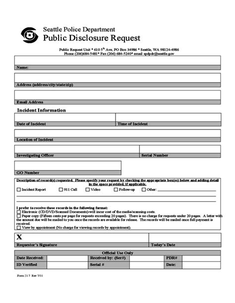 public disclosure request seattle police department