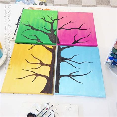 Button Tree Wall Art 4 Seasons Colorful Button Tree