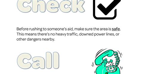 Check call care first aid. Check, call, care.pdf | First aid for kids, Funny slogans ...