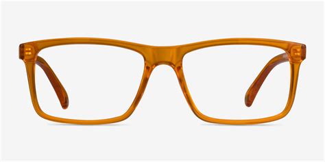 Community Rectangle Clear Orange Full Rim Eyeglasses Eyebuydirect
