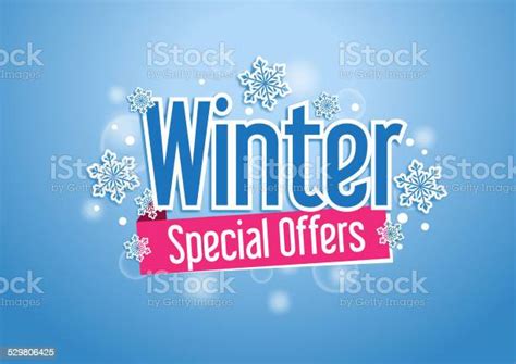 Winter Special Offers Word With Snows In Blue Background Stock