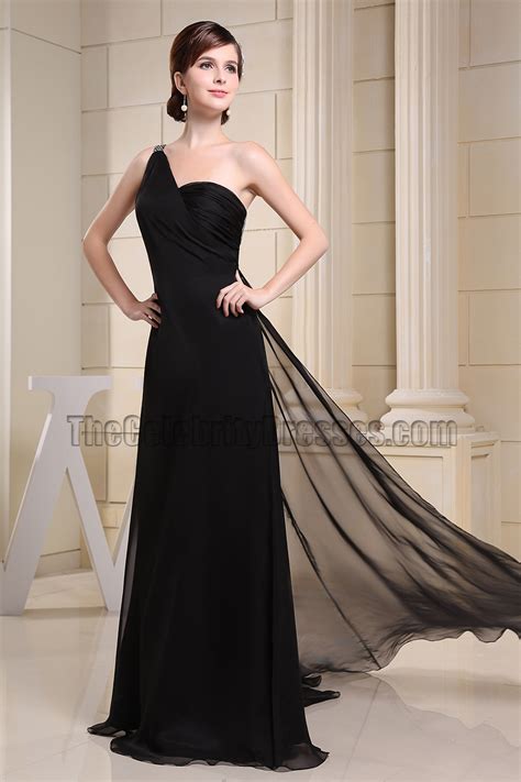 Backless Black One Shoulder Prom Dress Evening Formal
