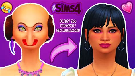 The Sims 4 Ugly To Beauty Challenge Cas Crazy Cute 4 💜🤩 Youtube
