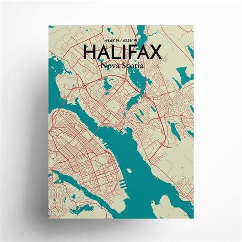 Halifax City Map Art Print Wall Decor