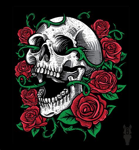 Skull With Roses Art And Collectibles Oil