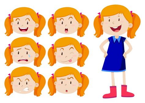 Girl With Different Facial Expressions 448177 Vector Art At Vecteezy