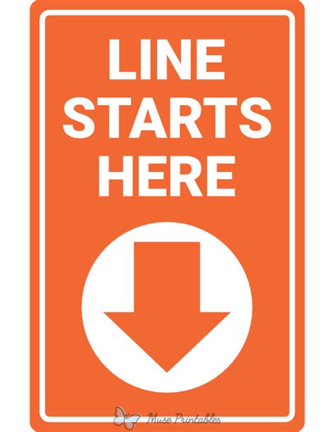 Printable Line Starts Here Down Arrow Sign