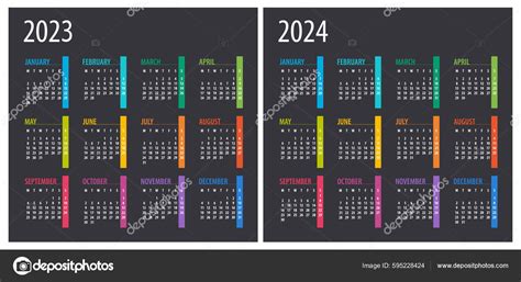 2023 2024 Calendar Illustration Template Mock Stock Vector By