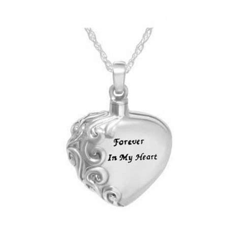 Forever In My Heart Silver Ash Pendant Urn Gold Cremation Jewelry