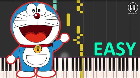 Doraemon Theme Song Easy Piano Tutorial Youtube